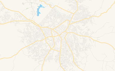 Fototapeta na wymiar Printable street map of Modakeke, Nigeria