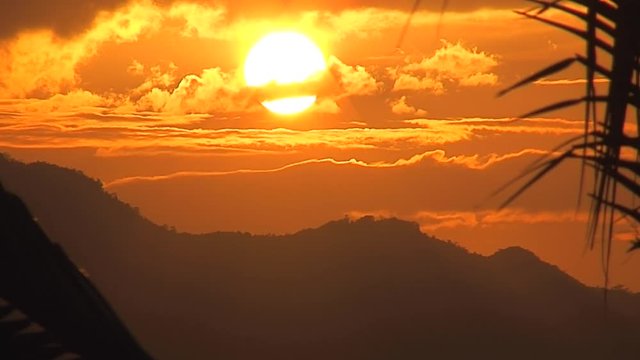 Cloudy Sunset Over Mountain Range, Philippines