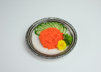 Ebiko or shrimp egg with cucumber of japanese food