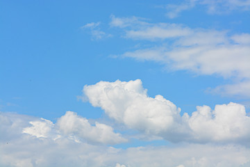 clouds in the blue sky background.	
