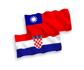 Flags of Taiwan and Croatia on a white background