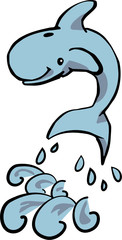 Dolphin illustration - jumping fish out of the water