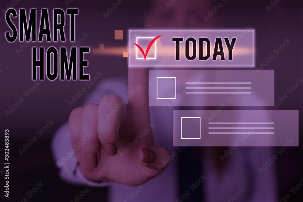 Poster conceptual hand writing showing smart home. concept meaning automation system control lighting clima