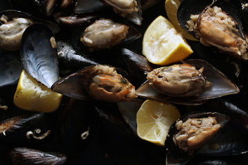 Stuffed mussels from Turkish seafood cuisine.