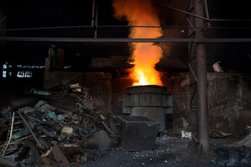 Blast furnace in the melt steel works in Demra, Dhaka, Bangladesh.