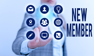 Writing note showing New Member. Business concept for recruiting employee to company or team Birth of fresh child