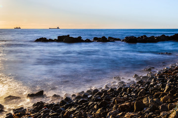 Seascape at sunset, long exposure 