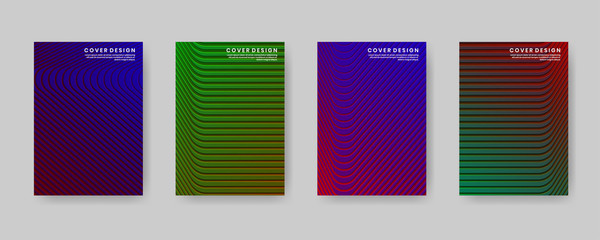 Minimal covers design. Modern background with stripes texture for use element placards, banners, flyers, posters etc. Colorful halftone gradients. Future geometric patterns.