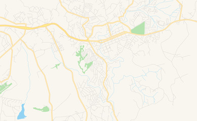 Fototapeta na wymiar Printable street map of Manzini, Eswatini