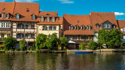 Fototapeta na wymiar Little Venice on the Regnitz in Bamberg