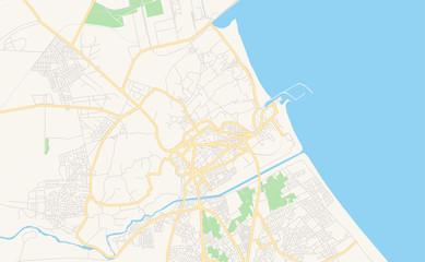 Fototapeta na wymiar Printable street map of Gabes, Tunisia