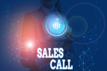Writing note showing Sales Call. Business concept for a phone call made by a sales representative of a company