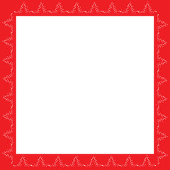 Red Christmas Frame with Trees and Stars