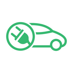 Electric car with plug icon symbol