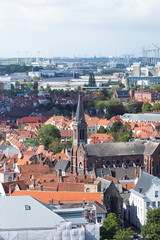 Obraz premium Panoramic aerial view of the old city of Bruges, Belgium