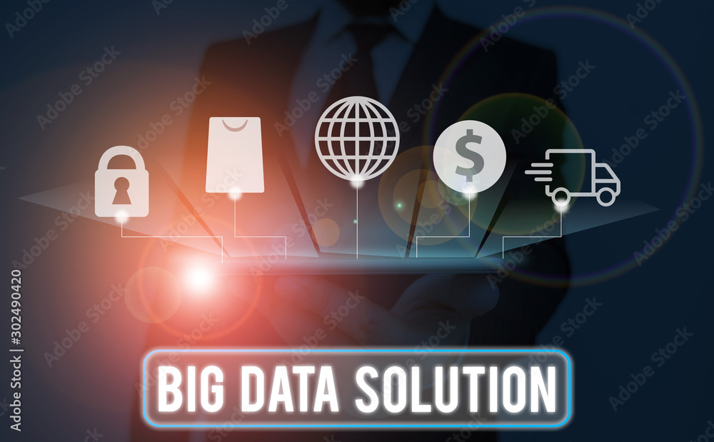 Poster text sign showing big data solution. business photo text extracting value from huge volumes of a var