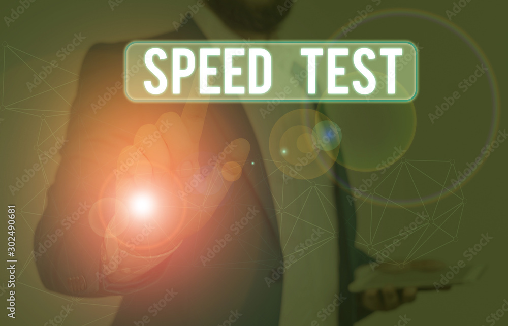 Poster word writing text speed test. business photo showcasing psychological test for the maximum speed of 