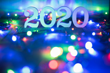 Happy new year 2020. Christmas and New Year background. Soft focus
