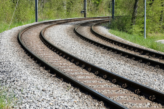 The tram route and there is a turn on it