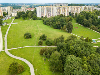 Housing estate and Tysiąclecia park in Nowa Huta, Krakow, Poland