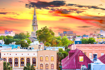 Naklejka premium Panoramę miasta Charleston, Karolina Południowa, USA