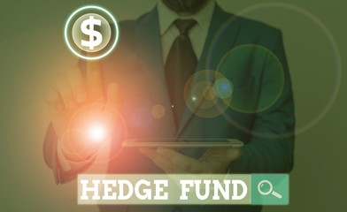 Word writing text Hedge Fund. Business photo showcasing basically a fancy name for an alternative investment partnership