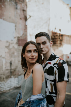 Young couple exploring in the city