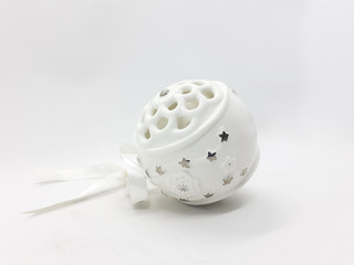 Luxury Clean Blank Porcelain Clay with Fabric Ribbon Ball for Home Interior Decorative Accessories for Home Interior in White Isolated Background
