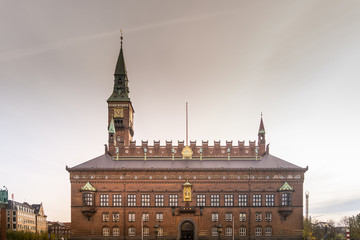City hall in Copenhagen, Denmark. Front facade view.