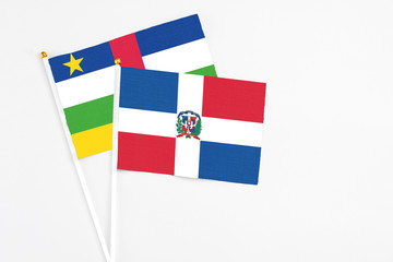 Dominican Republic and Central African Republic stick flags on white background. High quality...