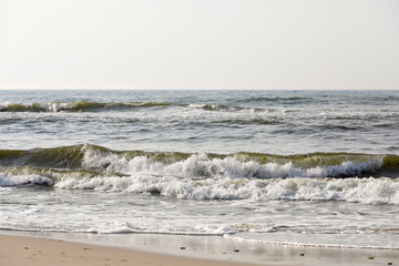 The wind has caused the waves of the sea