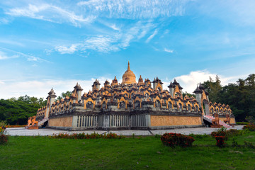 Very beautiful Sandstone pagoda Wat pa Kung is the first sandstone pagoda in Roi et province,Thailand.Construction imitated to resemble Borobudur in Indonesia.