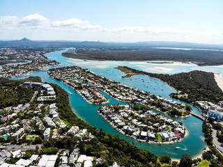 Drone view of Noosa heads and Noosa Laguna
