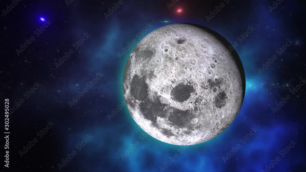 Wall mural color galaxy with moon and planet earth. moon and planet earth rotating and approach in open space o