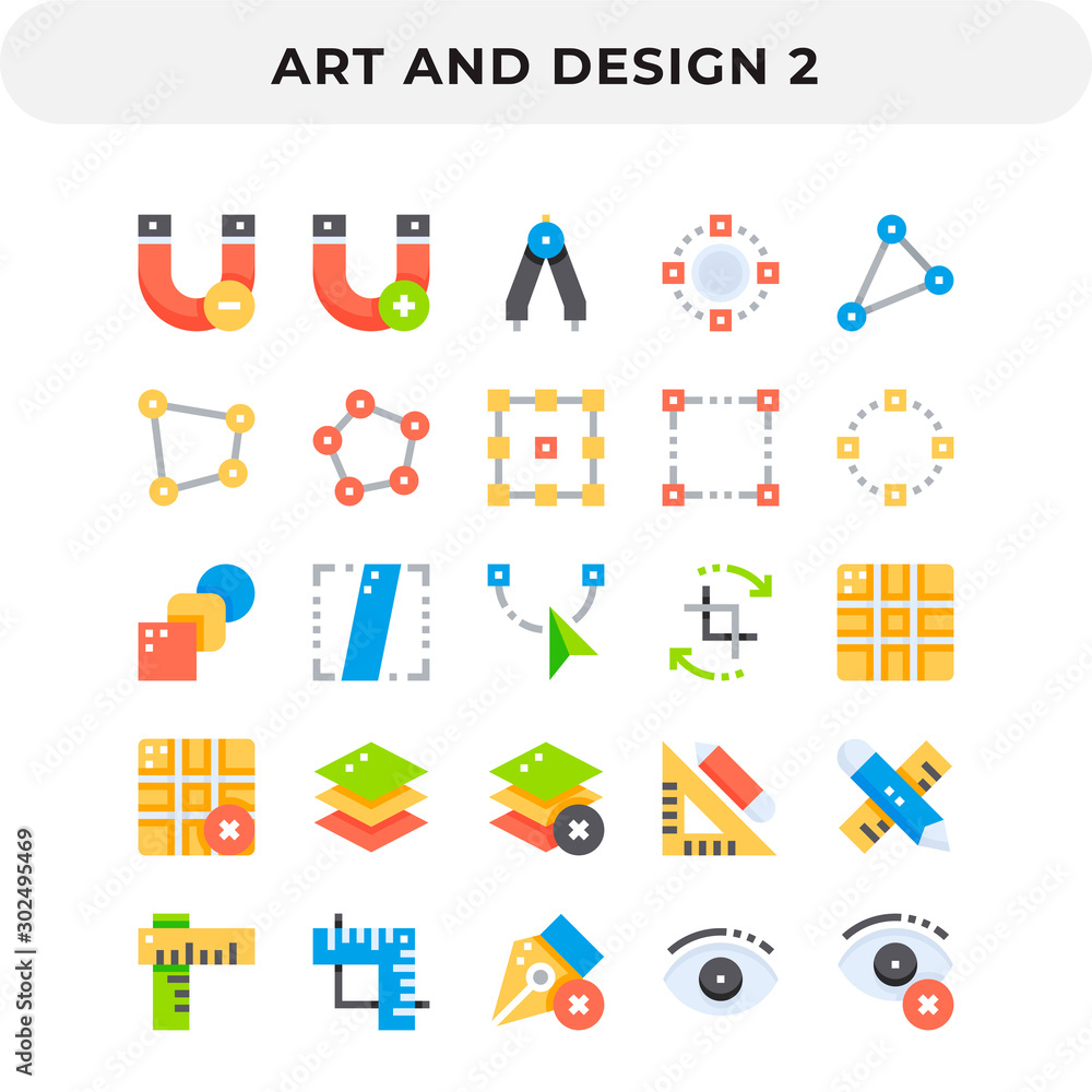 Poster flat icons pack for ui. pixel perfect vector icon set for web design and website application.