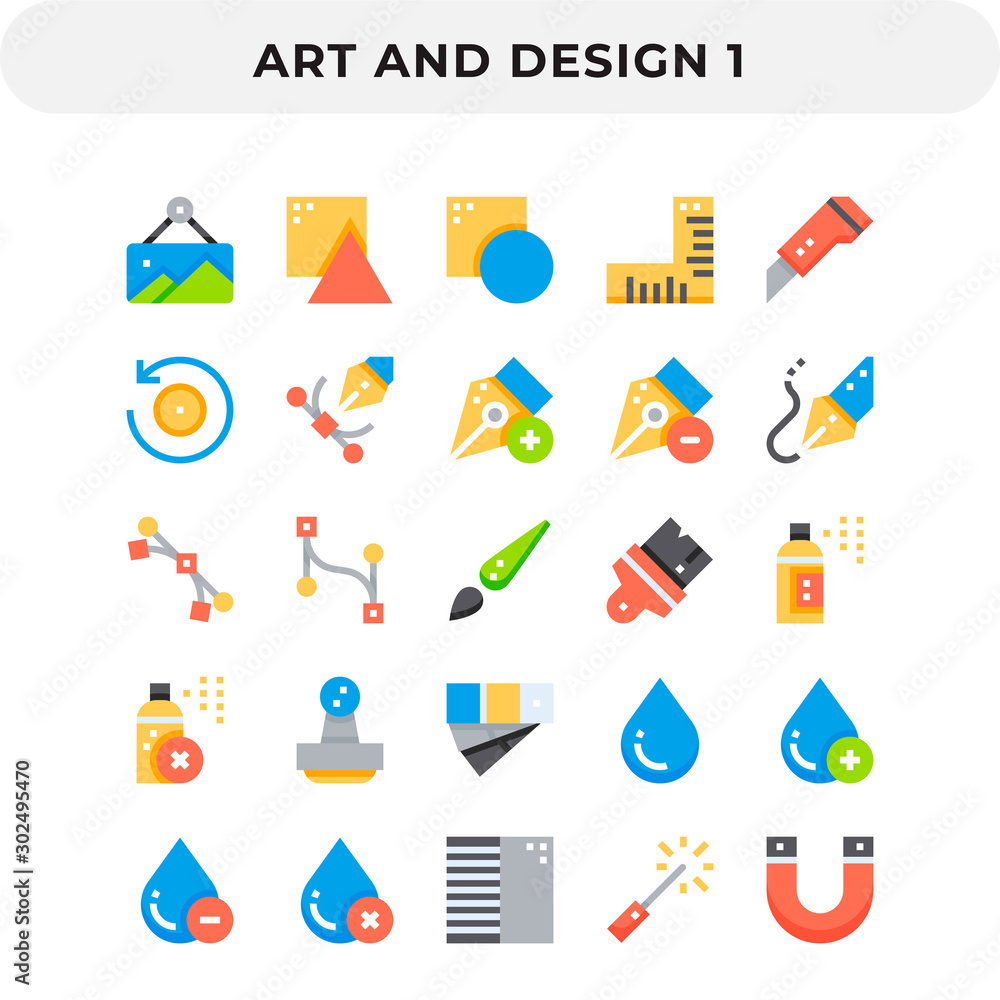 Poster flat icons pack for ui. pixel perfect vector icon set for web design and website application.