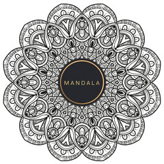 Black and white mandala vector isolated on white. Vector hand drawn circular decorative element.