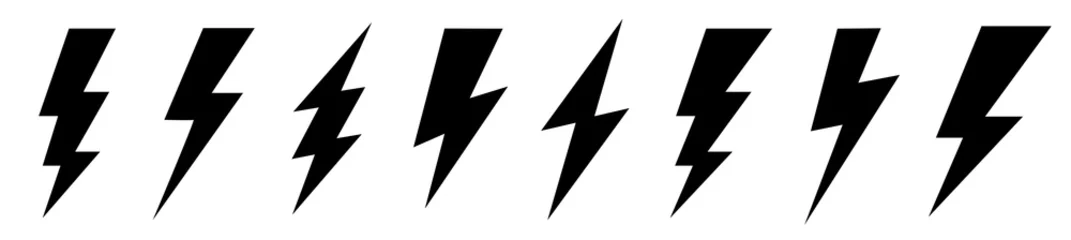 Deurstickers Set lightning bolt. Thunderbolt flat style - stock vector. © Comauthor