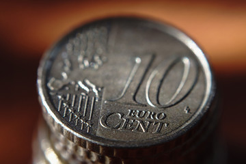 Macro tiling of a ten-cent coin of the European Union