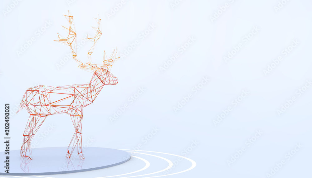 Poster deer low-poly colorful illustration. abstract polygonal geometric triangular structure concept inspi