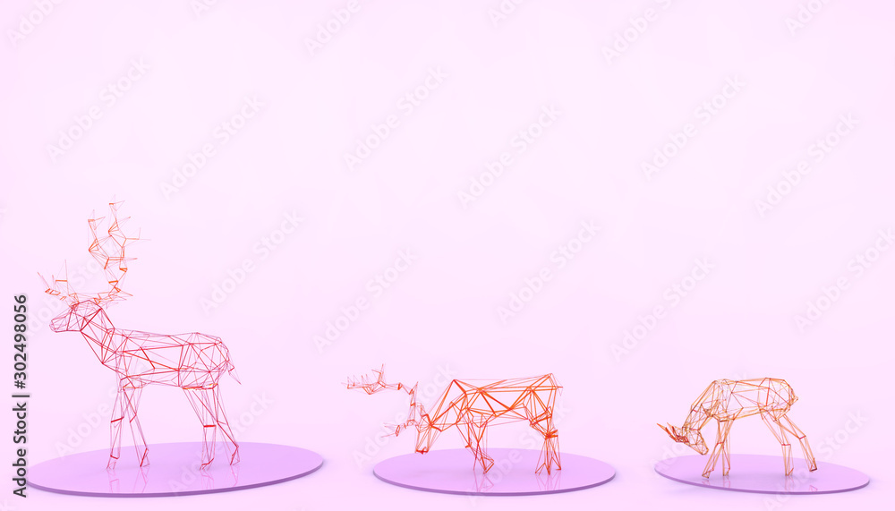 Poster deer low-poly colorful illustration. abstract polygonal geometric triangular structure concept inspi