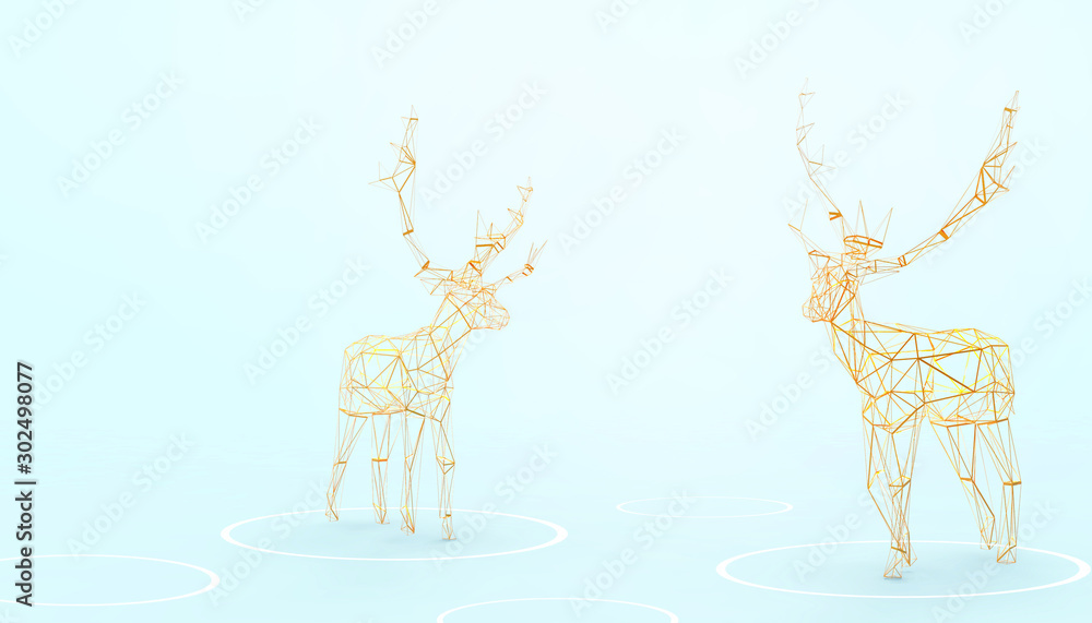 Poster deer low-poly colorful illustration. abstract polygonal geometric triangular structure concept inspi