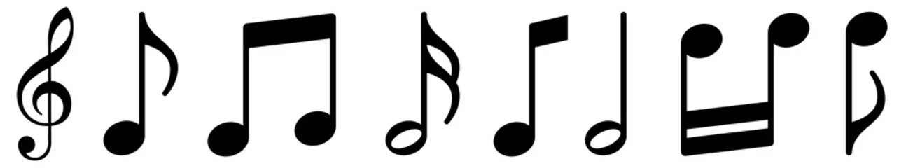 Poster Im Rahmen Music notes icons set. Black notes symbol on white background - stock vector. © Comauthor