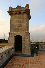 Fototapeta na wymiar Tower on Montjuic Castle, Barcelona, Spain