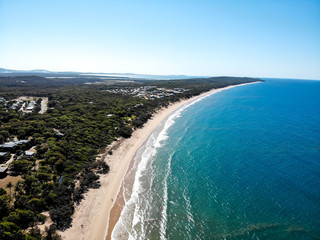Fototapeta premium Diagonal aerial view of beach at Agnes Water Main Beach