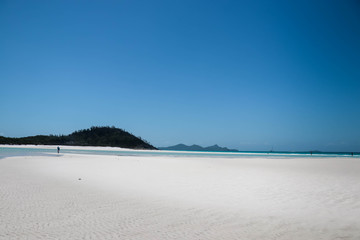 Partial view of Esk island from Whitehaven Beach, Whitsundays, Queensland, Australia