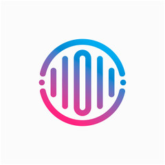 letter O with pulse concept. sound waves sign, bass, DJ. Suitable for Creative Industry, Multimedia, entertainment, technology, digital, Industry Music, Studio, Shop, and any related business - vector