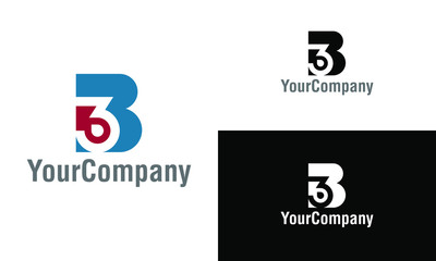 Corporate letter B, 3 and 3B logo design template. Simple and clean flat design of letter B, 3 and 3B logo vector template.