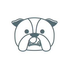 cute little dog bulldog head with ball line style icon