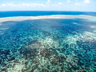 Aerial perspective of Norman Reef at the GBR, Australia